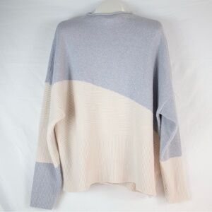 Chloe + Jasmine White & Blue Pullover Knit Crewneck Sweater Womens Size 3X